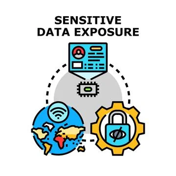 Sensitive data exposure concept illustrating cybersecurity risk イラスト素材