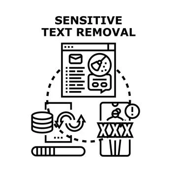 Sensitive data removal concept with content moderation Stock Illustration