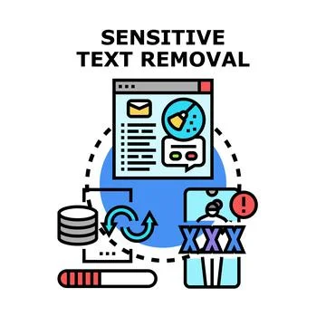 Sensitive data removal concept with content moderation Stock Illustration