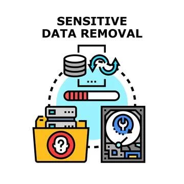 Sensitive data removal process and information protection concept Stock Illustration
