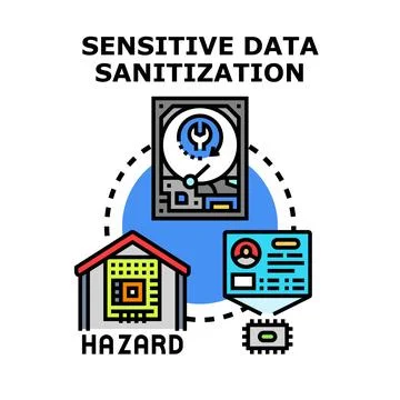 Sensitive data sanitization concept preventing information hazard Illustrazione stock