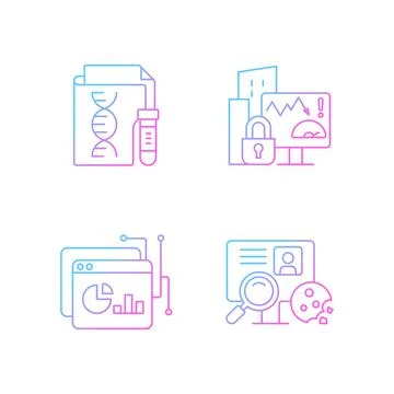 Sensitive data types gradient linear vector icons set Stock Illustration