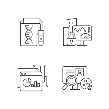 Sensitive data types linear icons set Stock Illustration