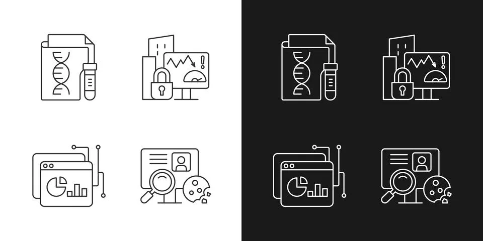 Sensitive data types linear icons set for dark and light mode Stock Illustration