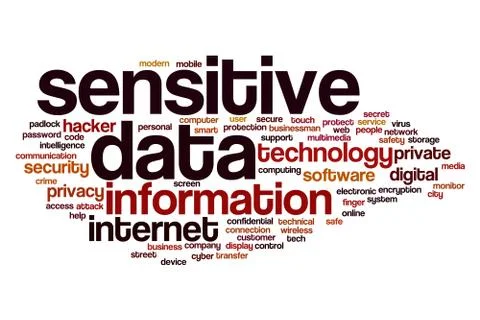 Sensitive data word cloud Stock Illustration