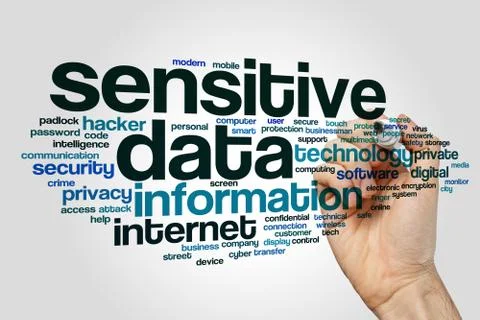 Sensitive data word cloud Illustrazione stock