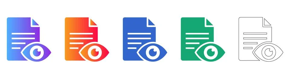 Sensitive Document Review and Oversight Icons Stock Illustration