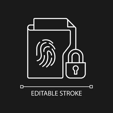 Sensitive information protection white linear icon for dark theme Stock Illustration