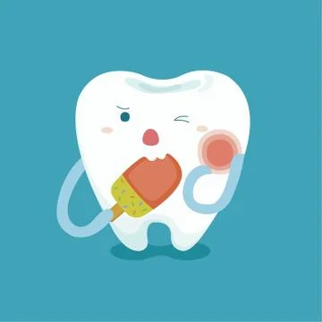 Sensitive tooth with ice cream Stock Illustration