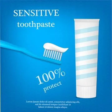 Sensitive toothpaste concept background, realistic style Stock Illustration