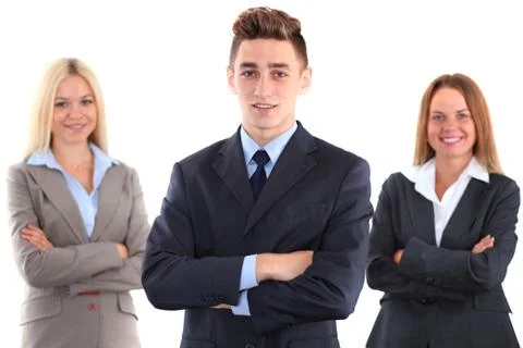 Sensitive young team leader Stockfoto's