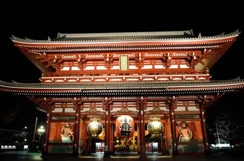 Senso-ji temple at night Stock Photos