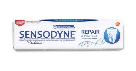 Sensodyne Toothpaste, on white Illustrazione stock