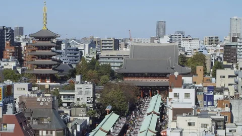 Sensoji Temple medium shot static Stock Footage 120316698