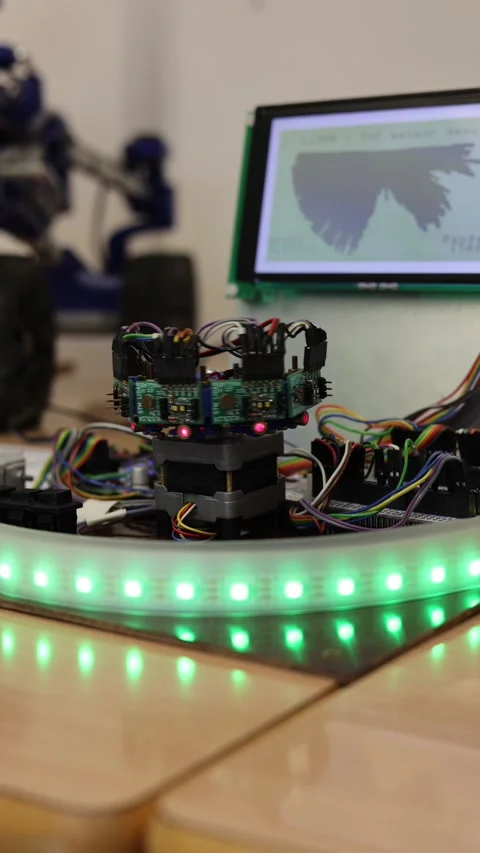 Sensor and scanner for robot vertical video Stock Footage 286049767