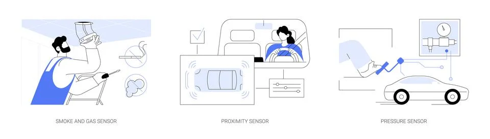 Sensor applications abstract concept vector illustrations. Illustrazione stock