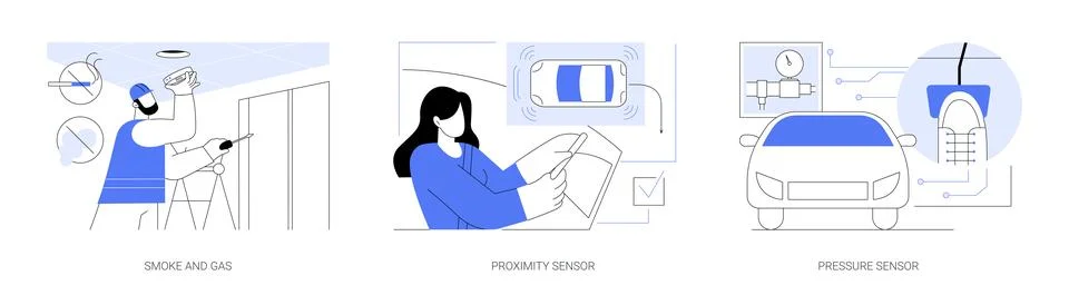 Sensor applications isolated cartoon vector illustrations se Illustrazione stock