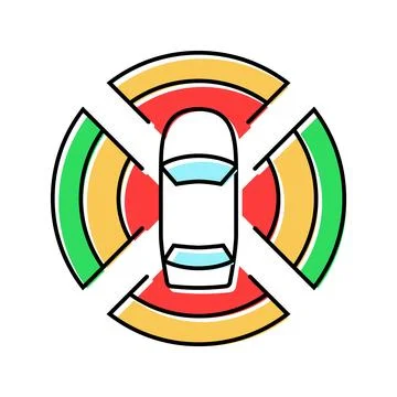 Sensor array autonomous vehicle color icon vector illustration 库存插图