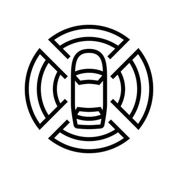 Sensor array autonomous vehicle line icon vector illustration Illustrazione stock