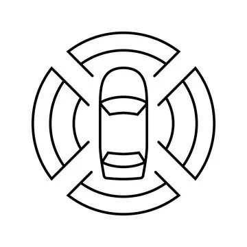 Sensor array autonomous vehicle line icon vector illustration Illustrazione stock