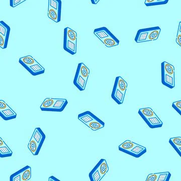 Sensor biometric isometric icon seamless pattern 스톡 일러스트