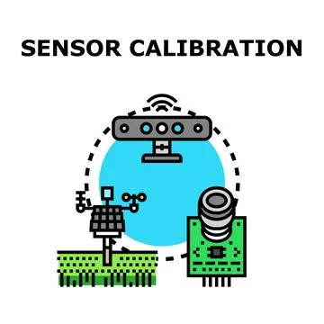 Sensor calibration concept with various measuring devices Illustrazione stock