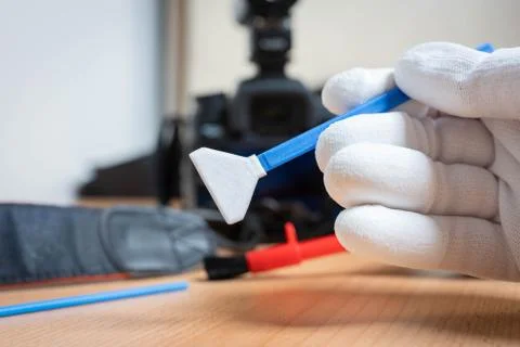 Sensor cleaning of a camera Stock Photos