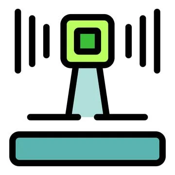Sensor device emitting signals on a platform, wireless technology icon Stock Illustration