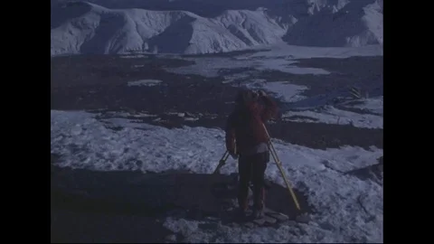 Sensor equipment in front of Mount St. Helens volcanic - 1980-1983 Stock Footage 99097077