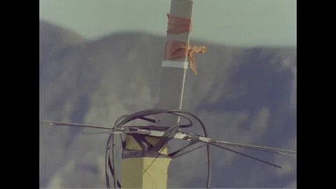 Sensor equipment in front of Mount St. Helens volcanic - 1980-1983 Stock Footage 99098978