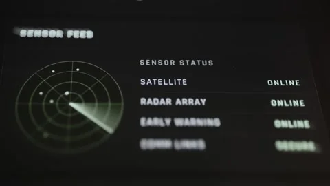 Sensor Feed Radar Sweep With Satellite And Array Systems Online 4K Video stock 341324675
