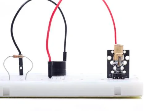 Sensor laser in protoboard Stock Photos
