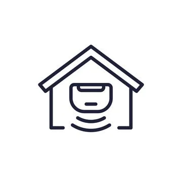 Sensor line icon with a house Stock Illustration
