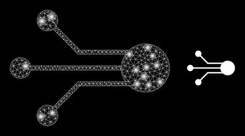 Sensor Links Icon - Wire Frame Mesh with Constellation Nodes Illustrazione stock
