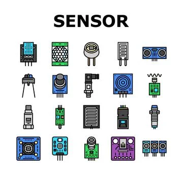 Sensor module iot infrared icons set vector Stock Illustration