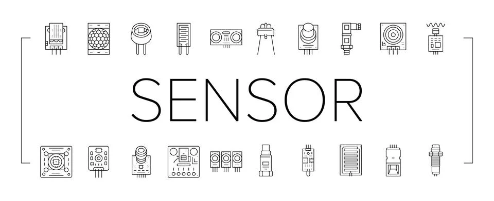 Sensor module iot infrared icons set vector Stock Illustration