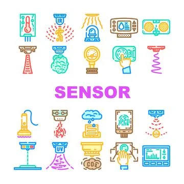 Sensor module iot wireless icons set vector Stock Illustration