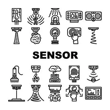 Sensor module iot wireless icons set vector Stock Illustration