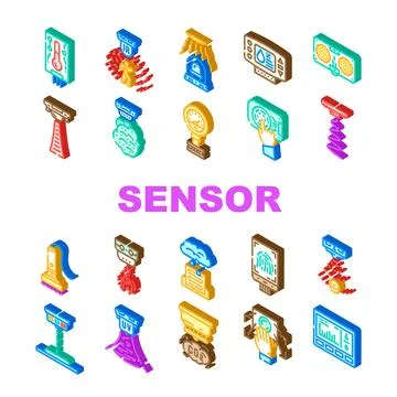 Sensor module iot wireless icons set vector Stock Illustration