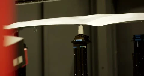 Sensor Probe Measuring Curved White Component, Laboratory Test Rig, Close Up Vídeo Stock 340301744