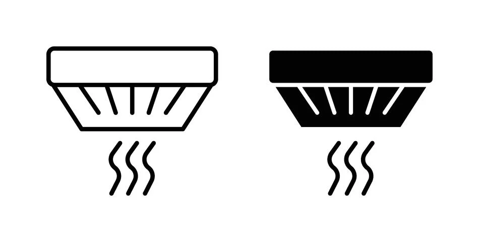 Sensor smoke icon drawing lines. Silhouette style vector bundle Stock Illustration