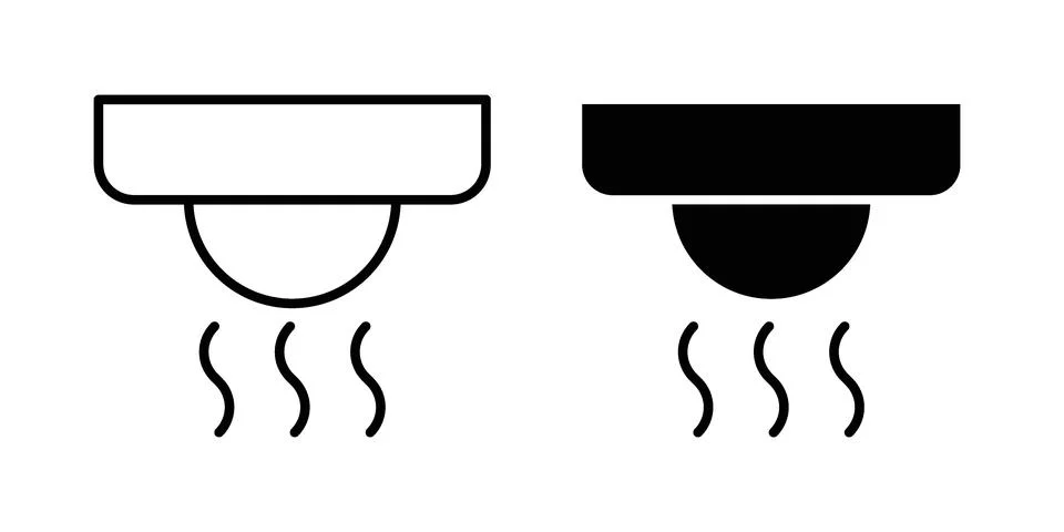Sensor smoke icon pack with silhouette and stroke web icons Stock Illustration