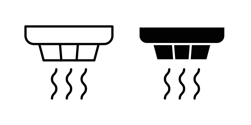 Sensor smoke icon silhouette vector set. thin line pack Stock Illustration