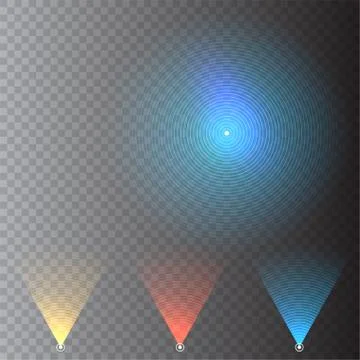 Sensor waves signal or scanner laser on transparent background. Smart car sensor 스톡 일러스트