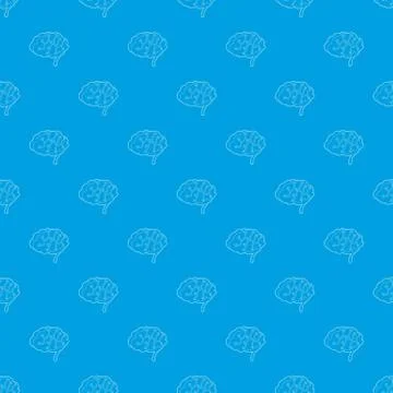 Sensors on human brain pattern seamless blue Illustrazione stock