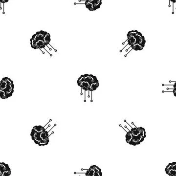 Sensors on human brain pattern seamless black Illustrazione stock