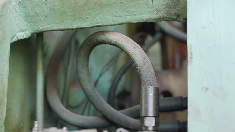 Sensors of old screw press machine in metal workshop Stock Footage 95853835