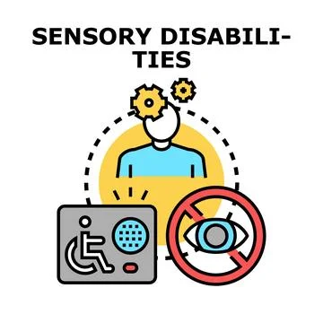 Sensory disabilities concept including visual and cognitive processing Stock Illustration