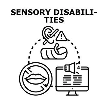 Sensory disabilities concept with sight and hearing impairment Stock Illustration