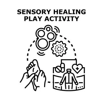 Sensory healing play activity concept developing skills 库存插图